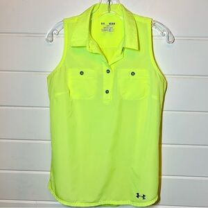 Under Armour HeatGear Womens Sleeveless Tank Top M Yellow Tennis Golf Pickleball